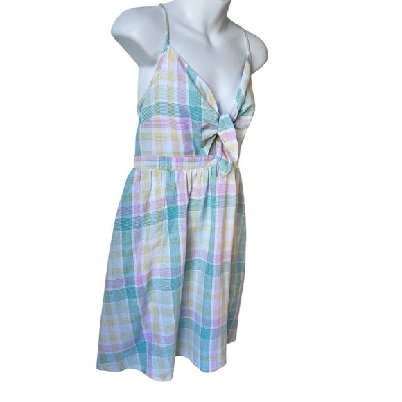 NEW Babydoll Linen Dress Large Pastel Plaid Smock Coquette Prairie Cottage READ - Picture 13 of 16